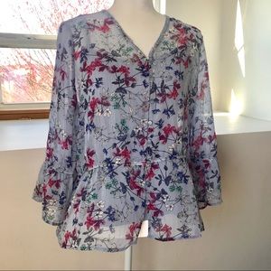 NWT Liz Claiborne floral sheer blouse over cami